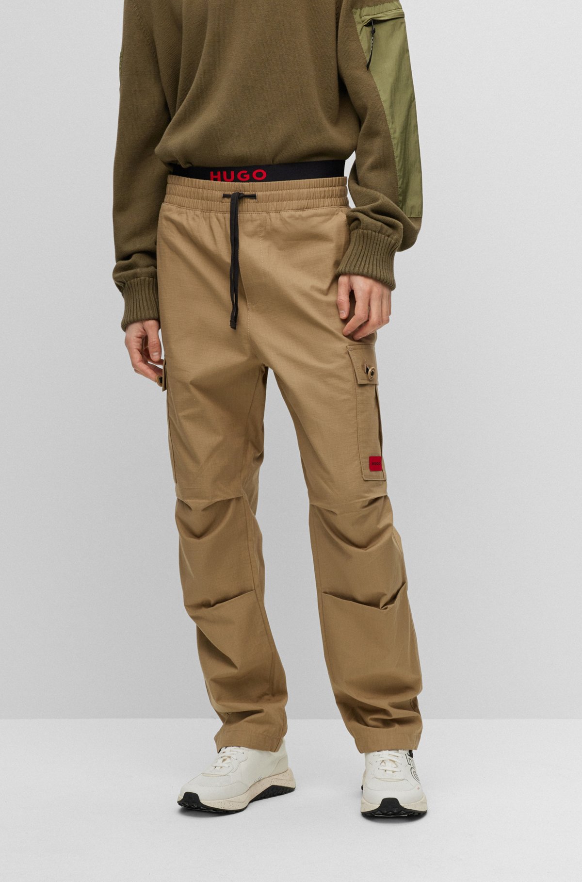 HUGO - Regular-fit cargo trousers ripstop cotton