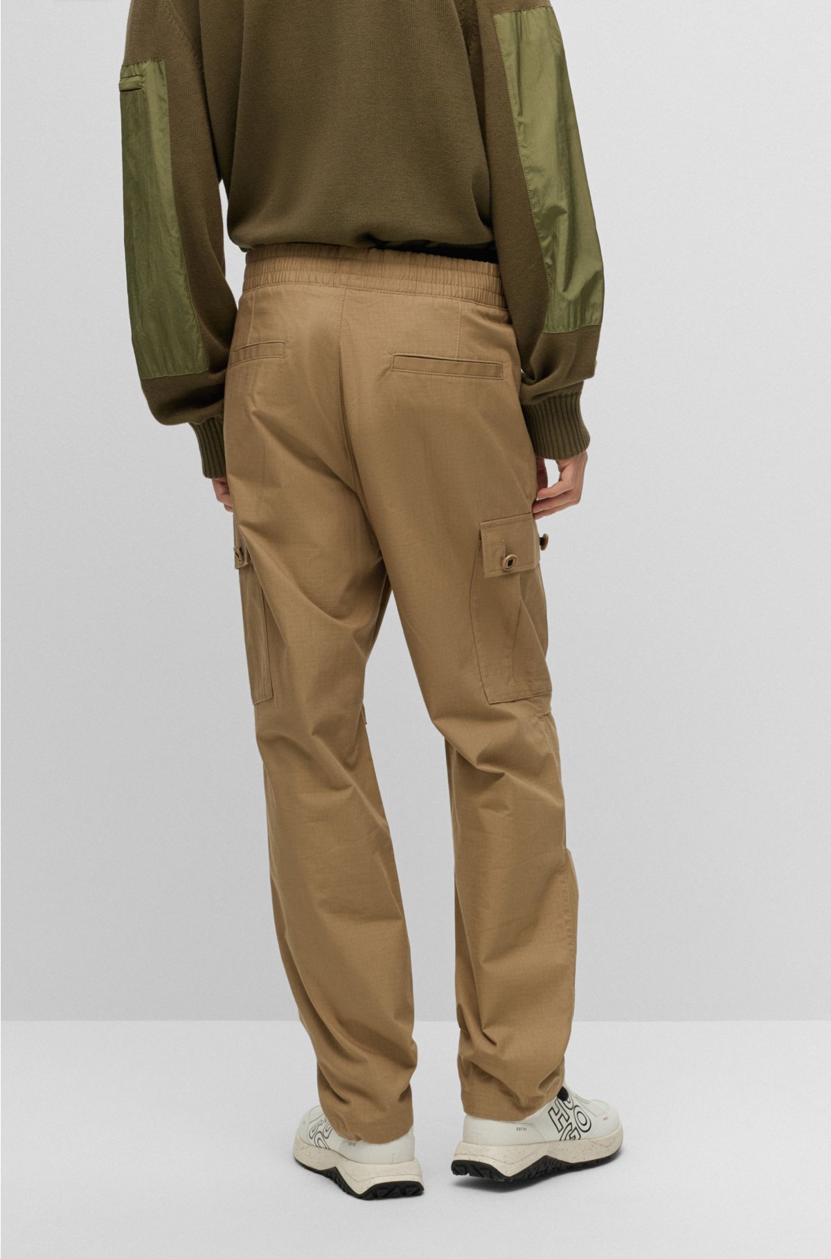 Regular-fit cargo trousers in ripstop cotton