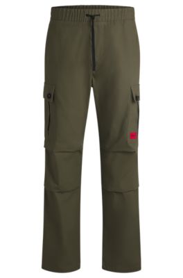 Shop Hugo Regular-fit Cargo Trousers In Ripstop Cotton In Khaki