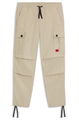 Slim-fit cargo trousers in ripstop cotton, Beige