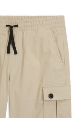 Slim-fit cargo trousers in ripstop cotton, Beige