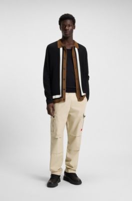 Slim-fit cargo trousers in ripstop cotton, Beige