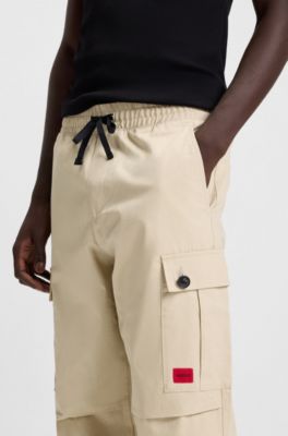 Slim-fit cargo trousers in ripstop cotton, Beige
