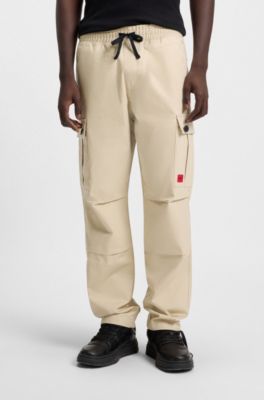 Slim-fit cargo trousers in ripstop cotton, Beige
