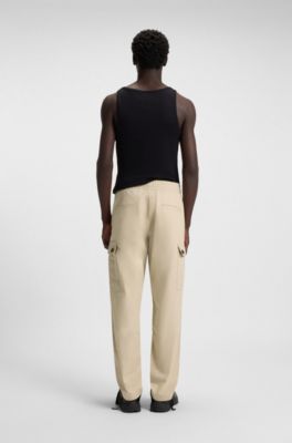 Slim-fit cargo trousers in ripstop cotton, Beige