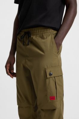 Slim-fit cargo trousers in ripstop cotton, Light Green
