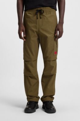 Slim-fit cargo trousers in ripstop cotton, Light Green