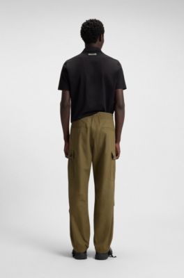 Slim-fit cargo trousers in ripstop cotton, Light Green