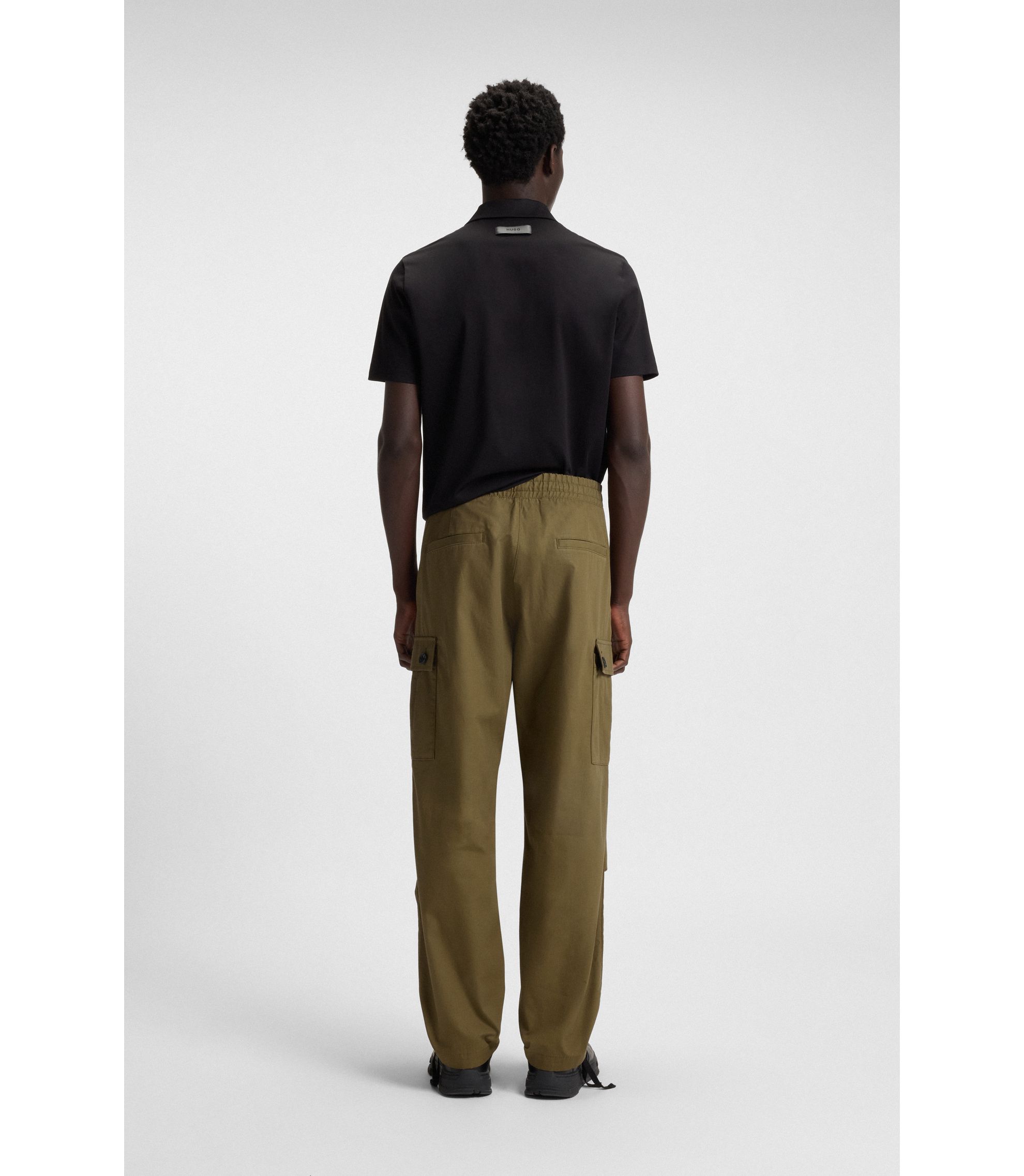 HUGO - Slim-fit cargo trousers in ripstop cotton - Light Green