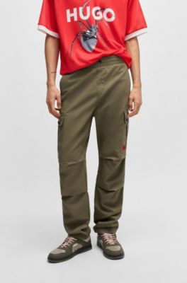 Slim-fit cargo trousers in ripstop cotton, Light Green