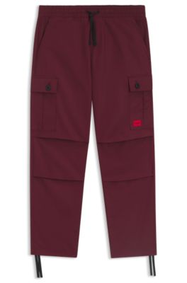 Pantalon cargo Slim Fit en coton ripstop, Rouge sombre