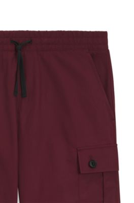 Pantalones cargo slim fit en algod&oacute;n antidesgarros, Rojo oscuro