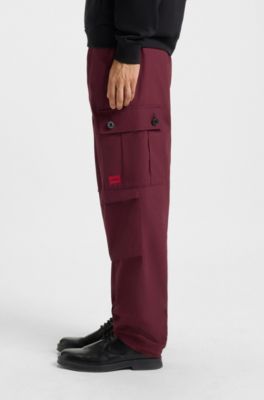 Pantalones cargo slim fit en algod&oacute;n antidesgarros, Rojo oscuro