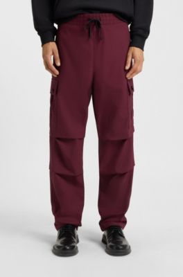 Pantalones cargo slim fit en algod&oacute;n antidesgarros, Rojo oscuro