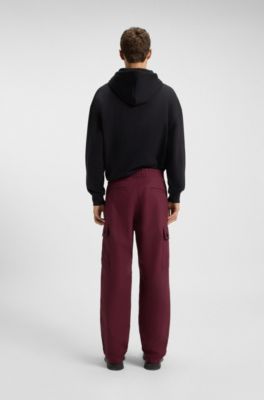 Slim-fit cargo trousers in ripstop cotton, Dark Red