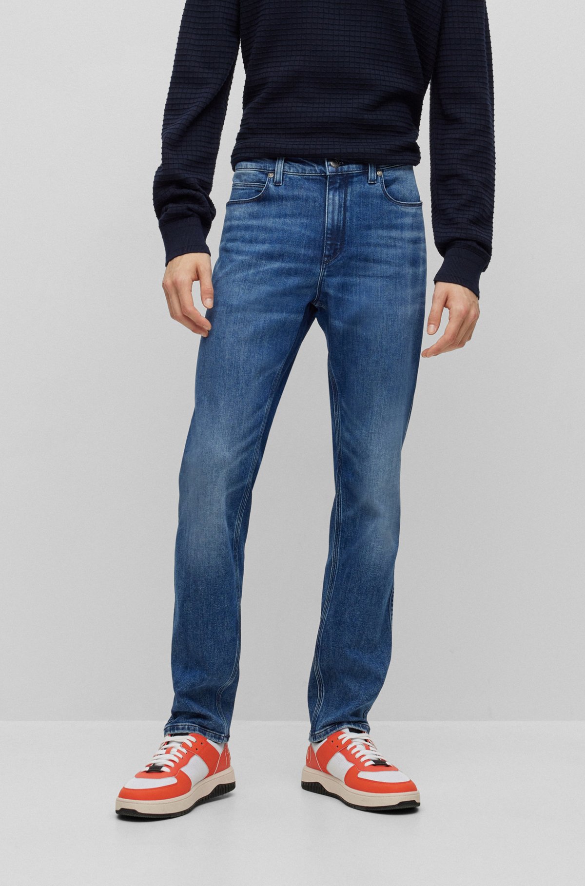 HUGO - Slim-fit jeans in blue comfort-stretch denim