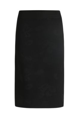 Hugo Boss Tube Skirt In Knitted Jacquard In Black