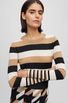 Rachael Jersey de Cuello Redondo en Bloques de Color