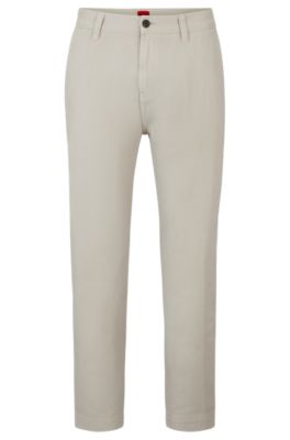 Hugo Tapered-fit Chinos In Cotton Gabardine In Light Grey