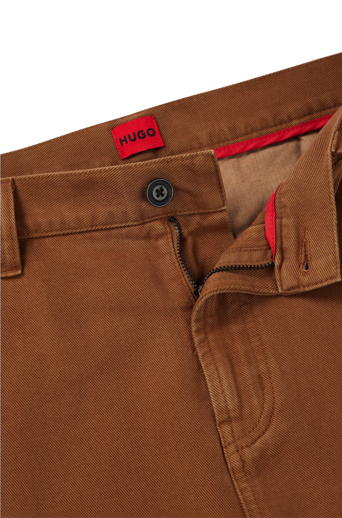 Tapered-fit chinos in cotton gabardine, Brown