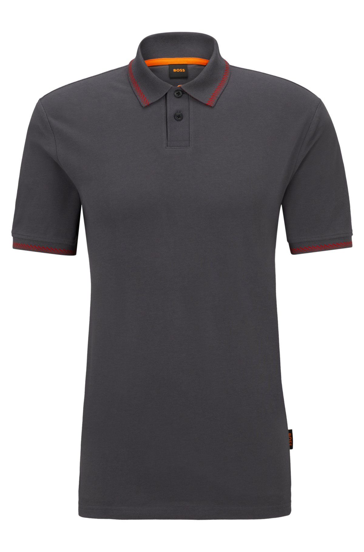 BOSS - Cotton-piqué polo shirt with contrast details