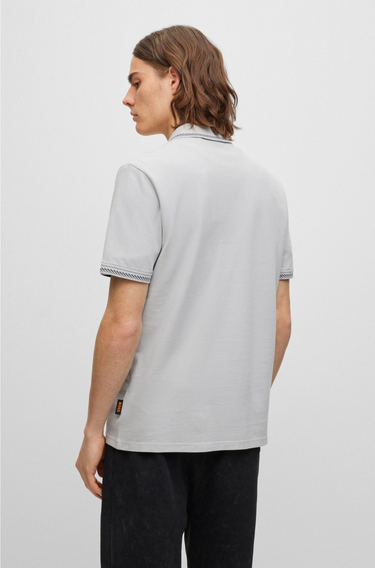 BOSS - Cotton-piqué polo shirt with contrast details