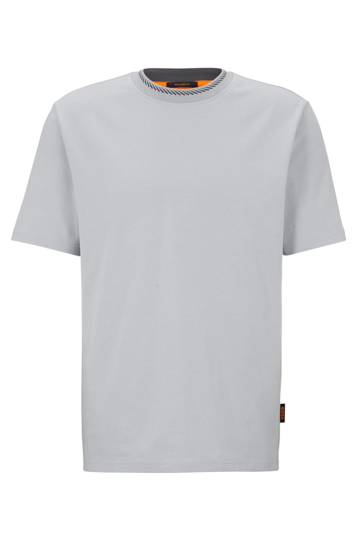 Relaxed-fit T-shirt in cotton jersey with detailed collarband, Light Grey
