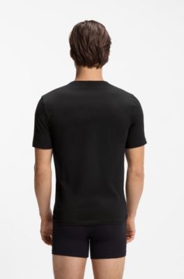 Paquete de tres camisetas interiores de algod&oacute;n con logo, Negro
