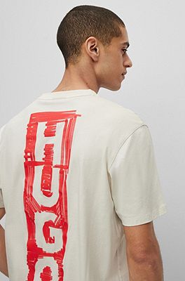 HUGO - Cotton-jersey T-shirt with marker-inspired logos