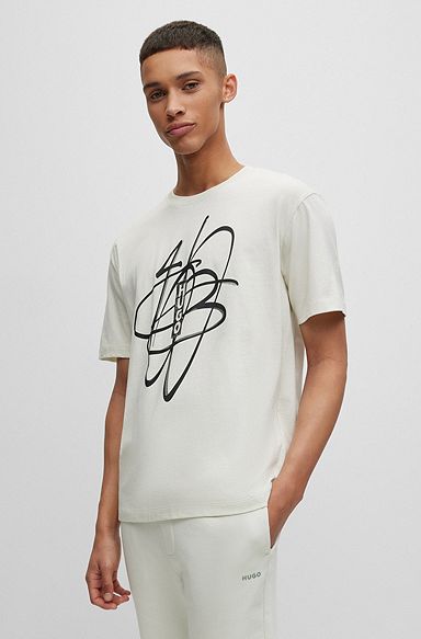 T-shirt en jersey de coton à motif artistique inspiré des graffitis, Chaux