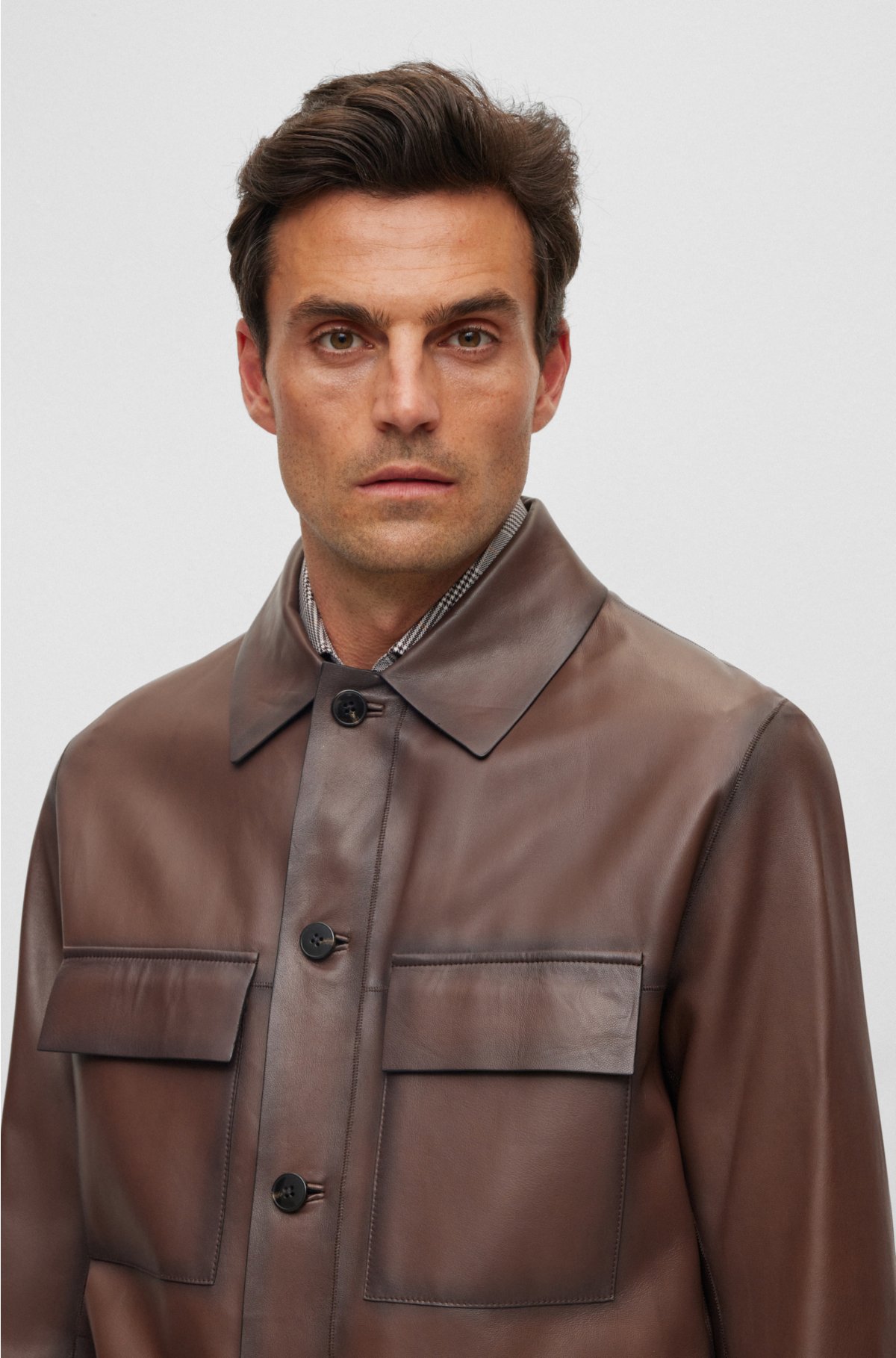 in BOSS hand-waxed Regular-fit nappa - leather jacket