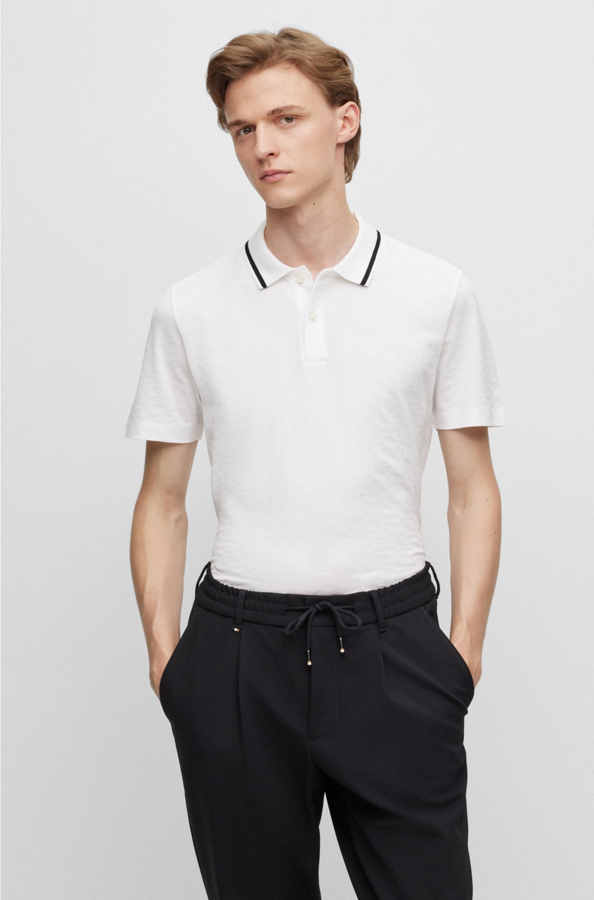 Regular-fit polo shirt with monogram jacquard