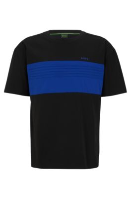BOSS - Cotton-blend relaxed-fit T-shirt with color-blocking