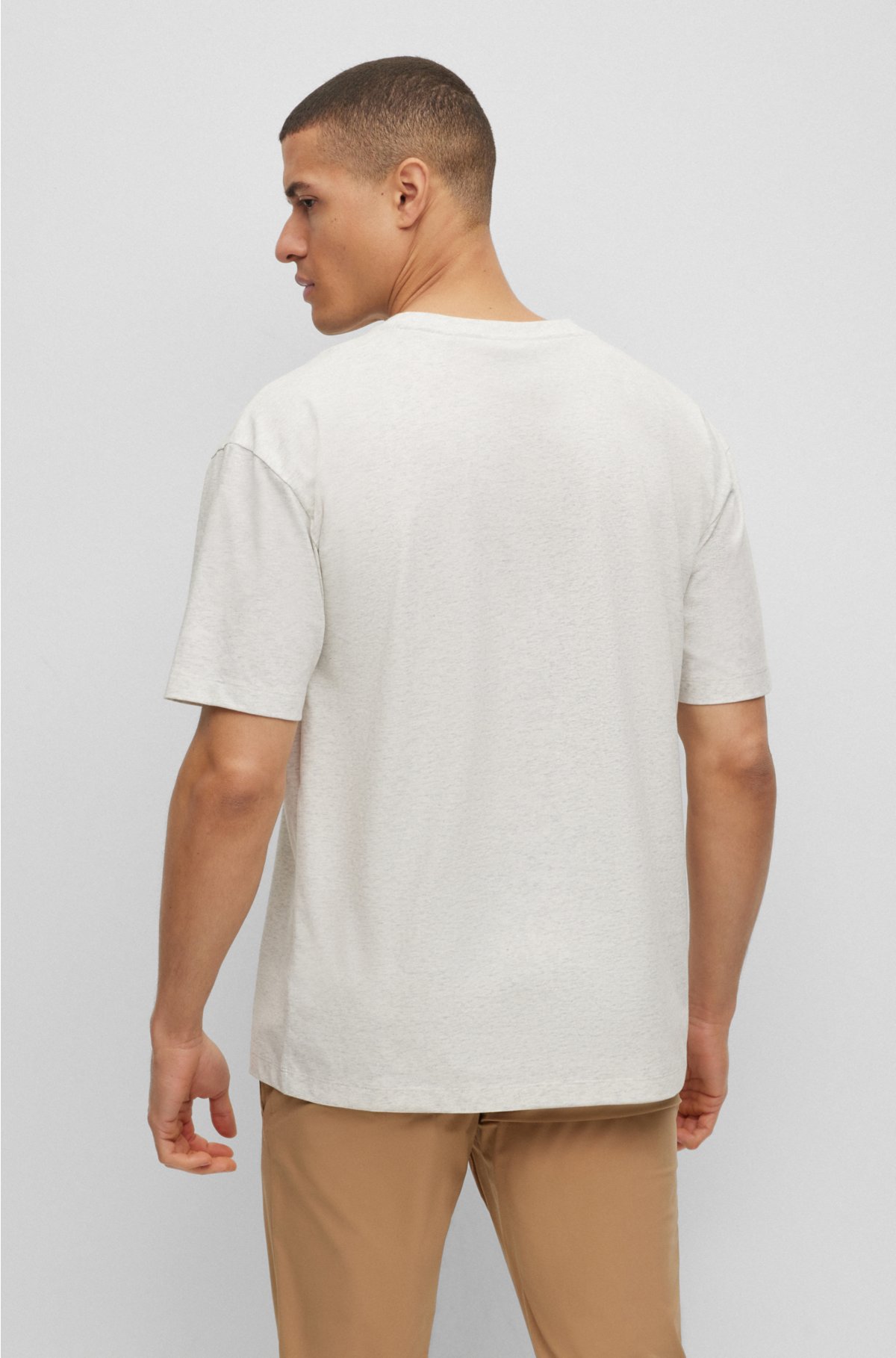 Basic White Cotton Blend Fitted T Shirt