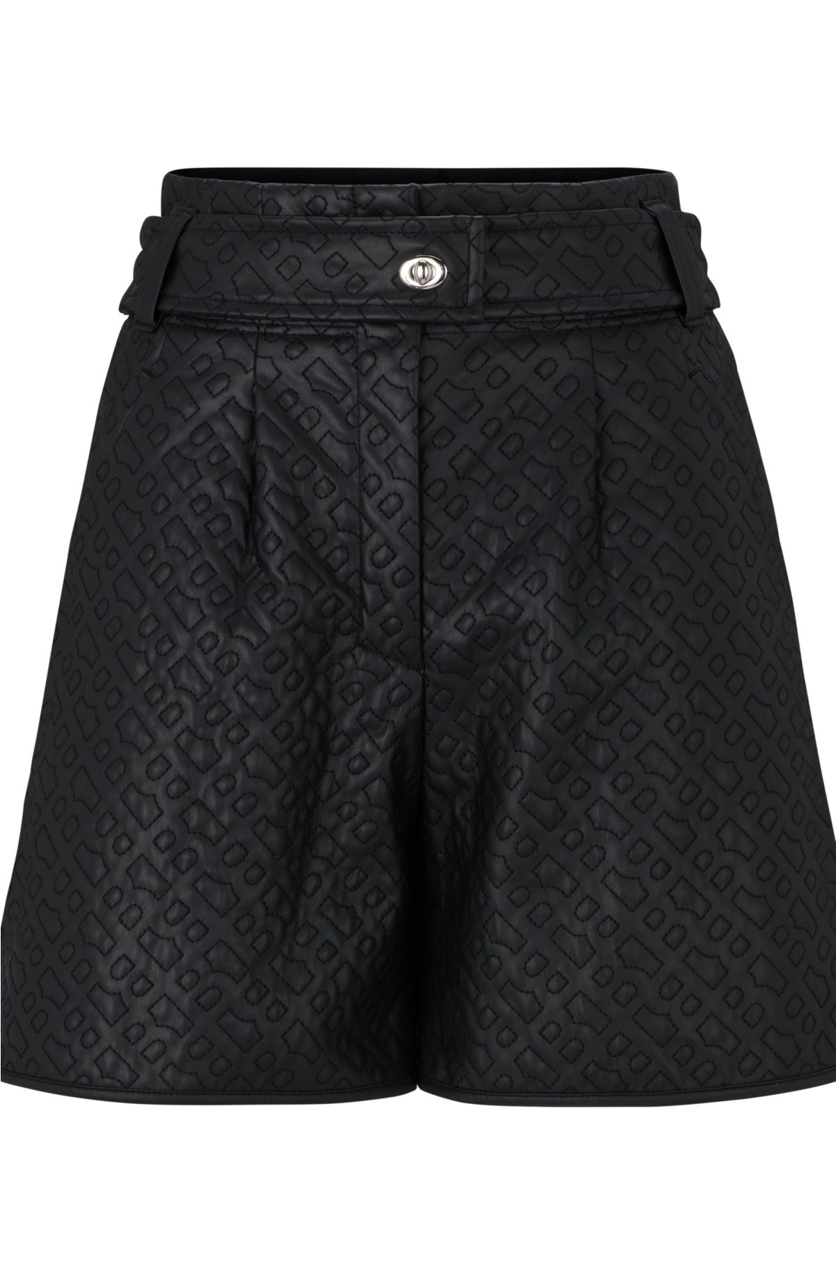 BOSS - Relaxed-fit shorts in monogram-embossed faux leather