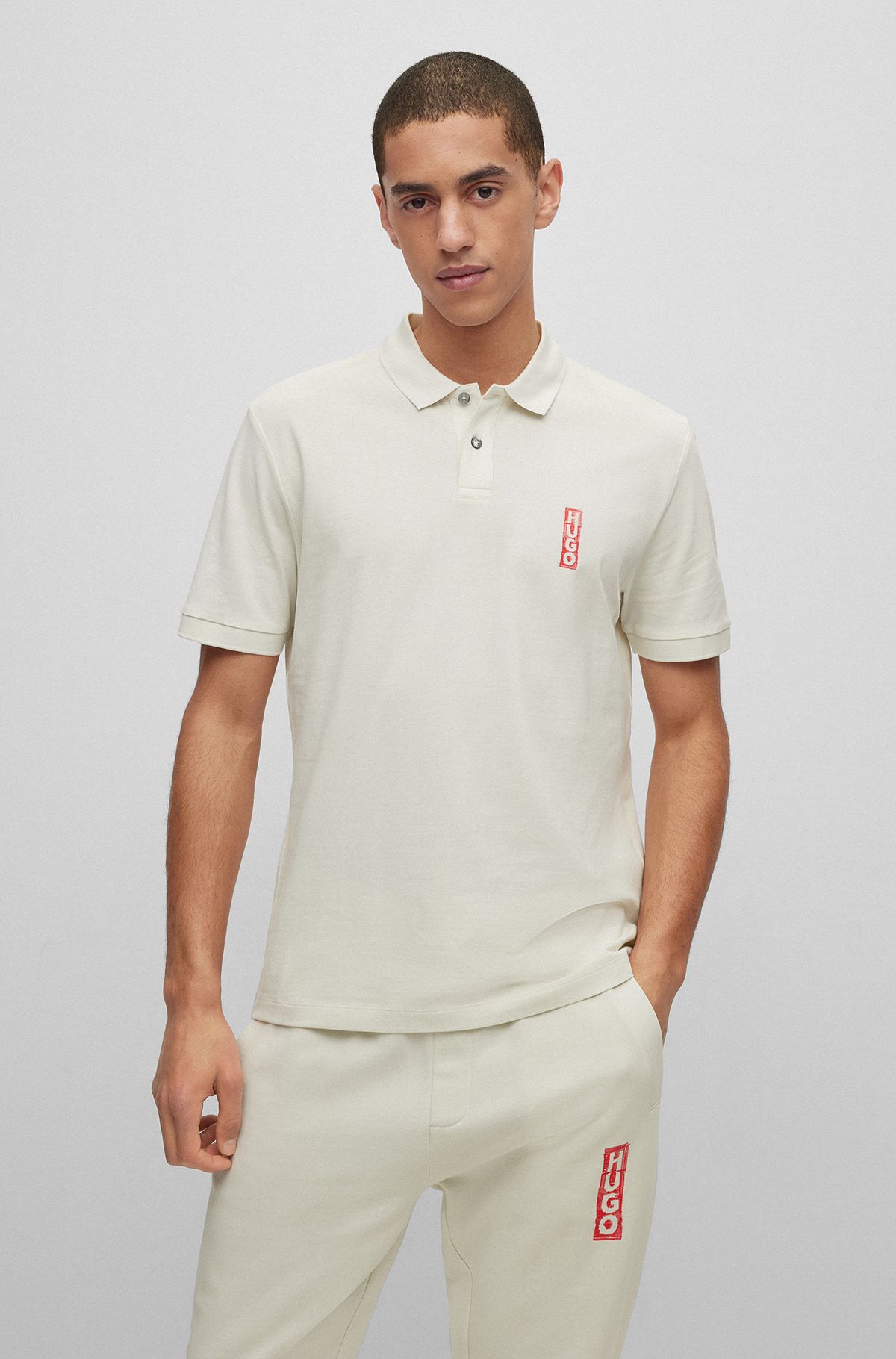 BOSS - Logo-embroidered polo shirt in Oxford cotton piqué