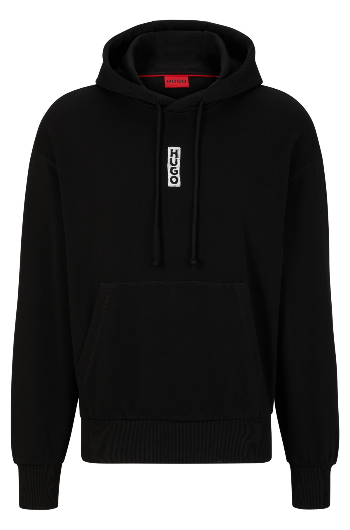 HUGO - Relaxed-fit cotton hoodie with marker-inspired logos