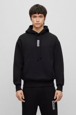 HUGO RELAXED-FIT COTTON HOODIE WITH MARKER-INSPIRED LOGOS