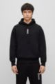 Relaxed-fit cotton hoodie with marker-inspired logos, Black