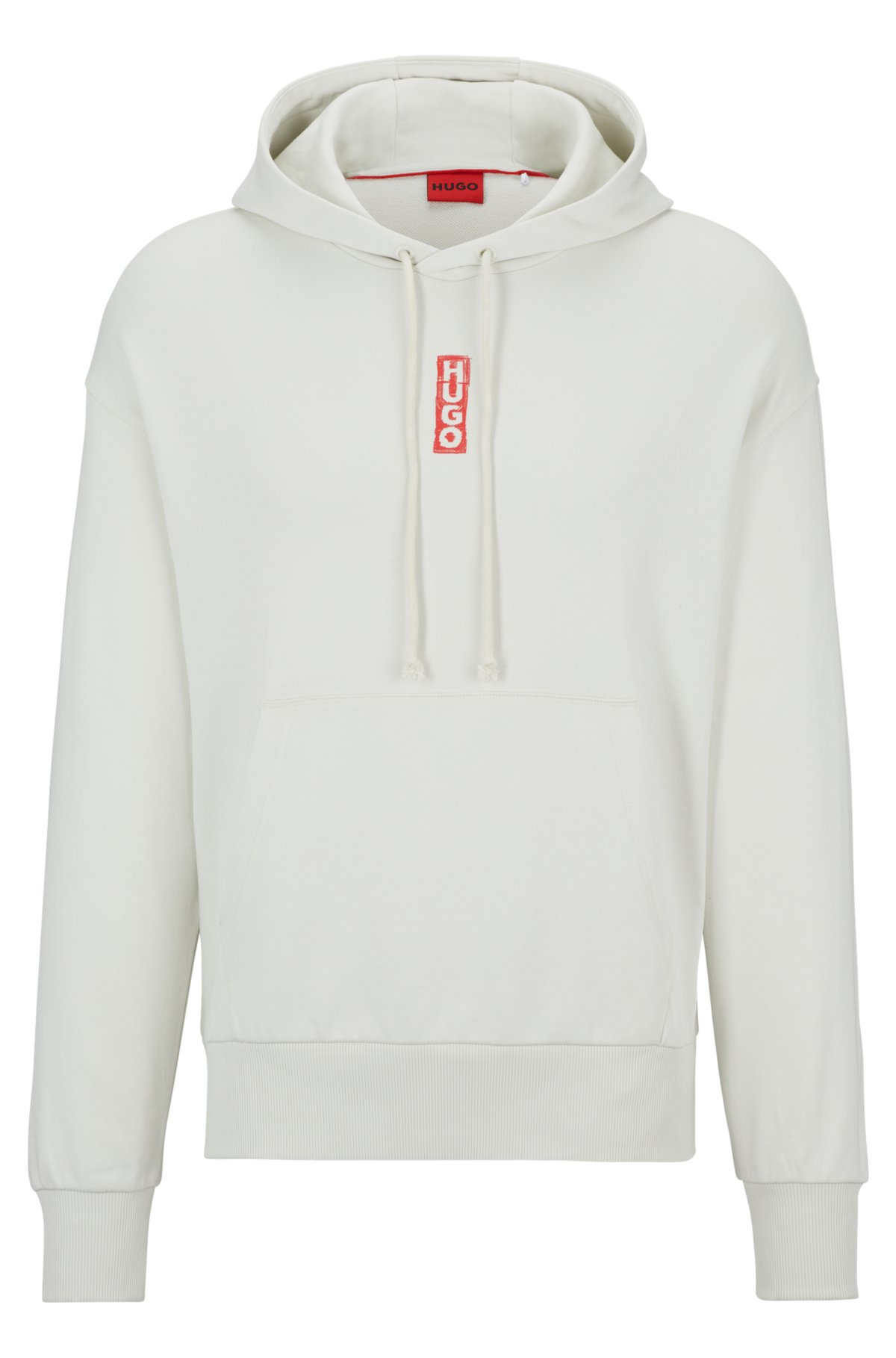 Relaxed-fit cotton hoodie with marker-inspired logos, Light Green