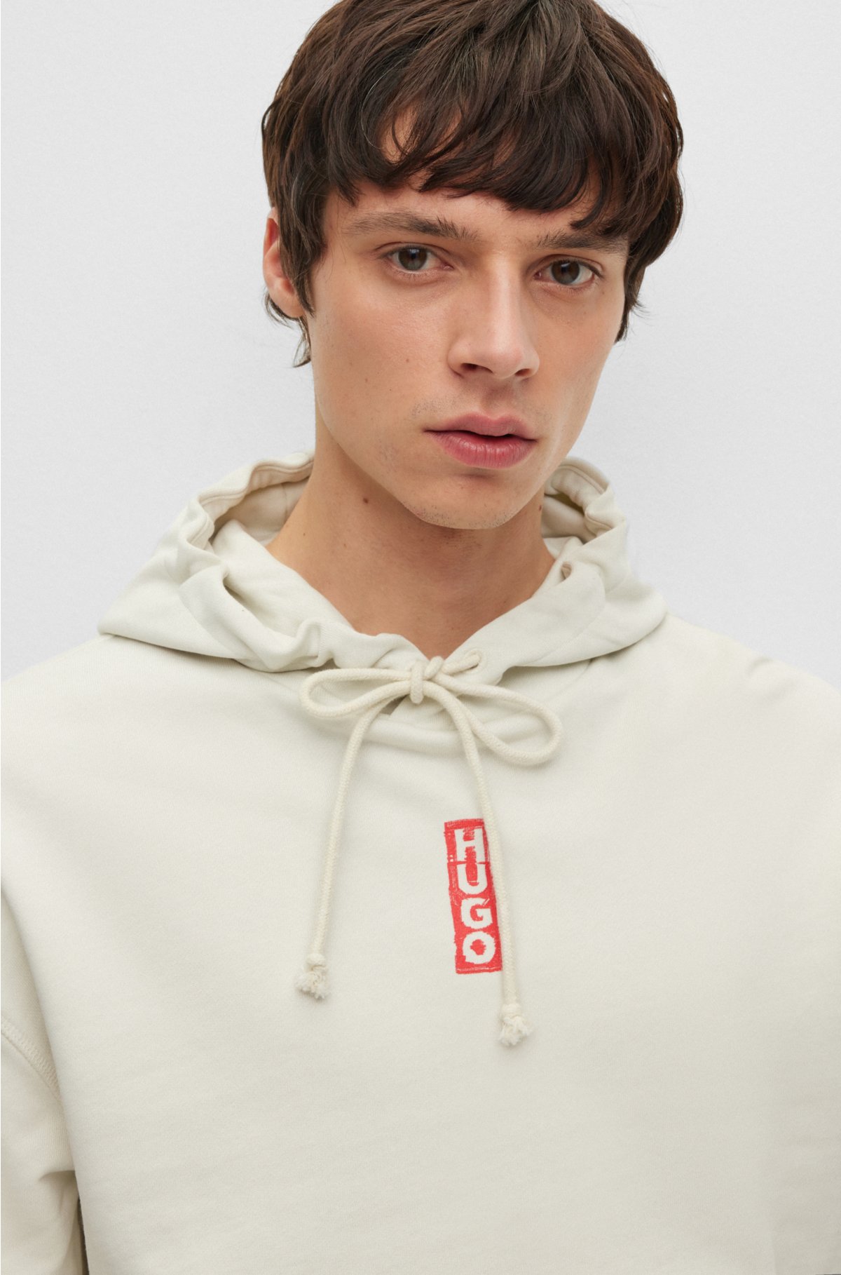 Relaxed-fit cotton hoodie with marker-inspired logos