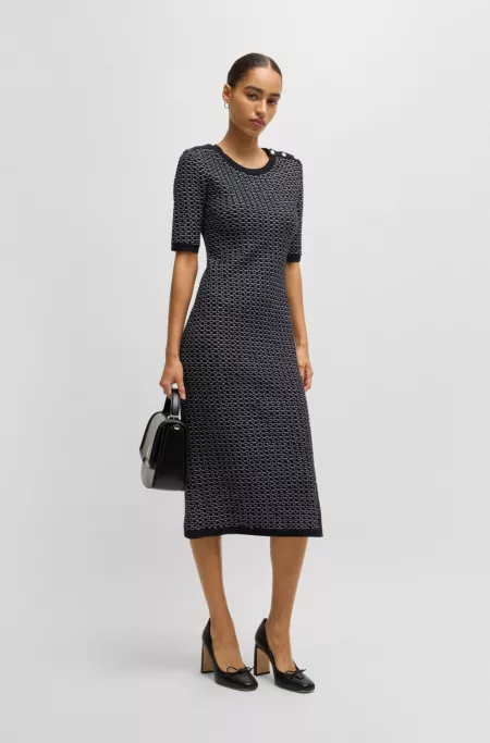 Structured-stripe dress in stretch-cotton jersey
