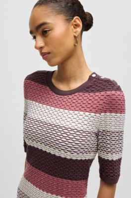 Vestido a rayas estructurado de punto de algod&oacute;n el&aacute;stico, Fantas&iacute;a