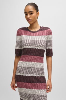 Vestido a rayas estructurado de punto de algod&oacute;n el&aacute;stico, Fantas&iacute;a