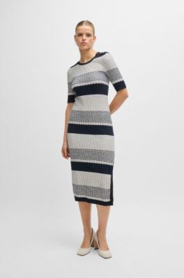 Vestido a rayas estructurado de punto de algod&oacute;n el&aacute;stico, Fantas&iacute;a