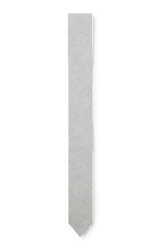 Jacquard-woven tie in cotton and linen, Grey