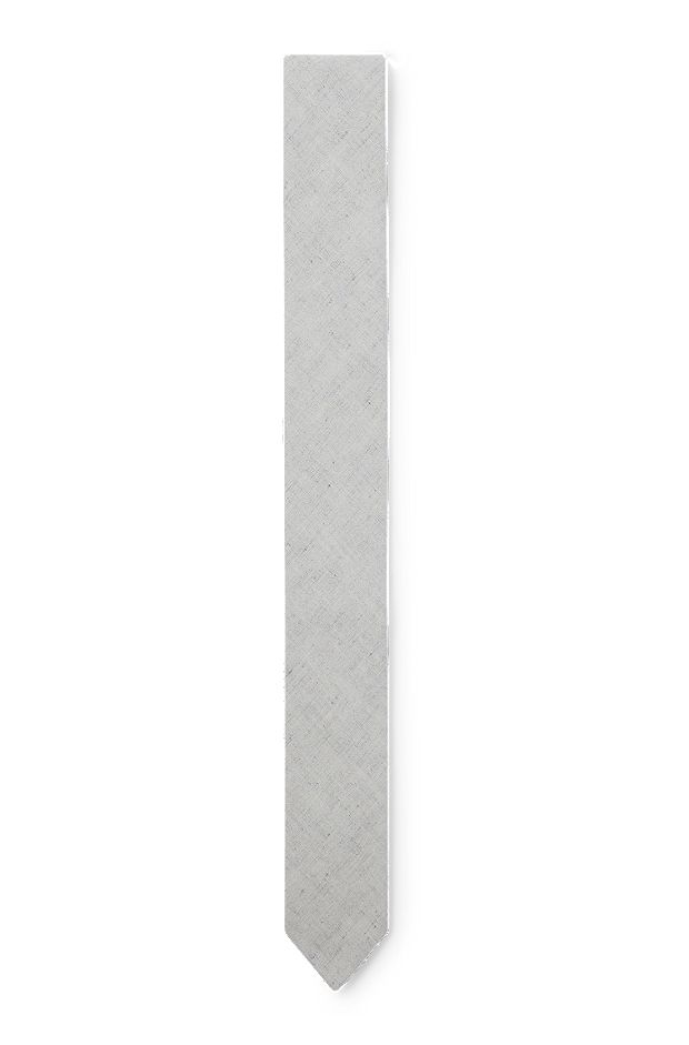 Jacquard-woven tie in cotton and linen, Grey