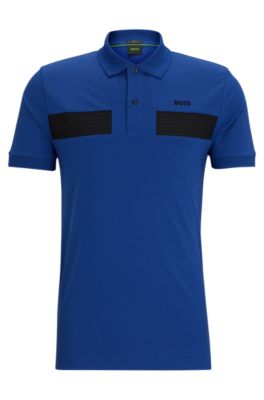 BOSS - Cotton-blend slim-fit polo shirt with striped tape