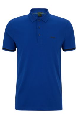 BOSS - Cotton-jersey polo shirt with jacquard collar