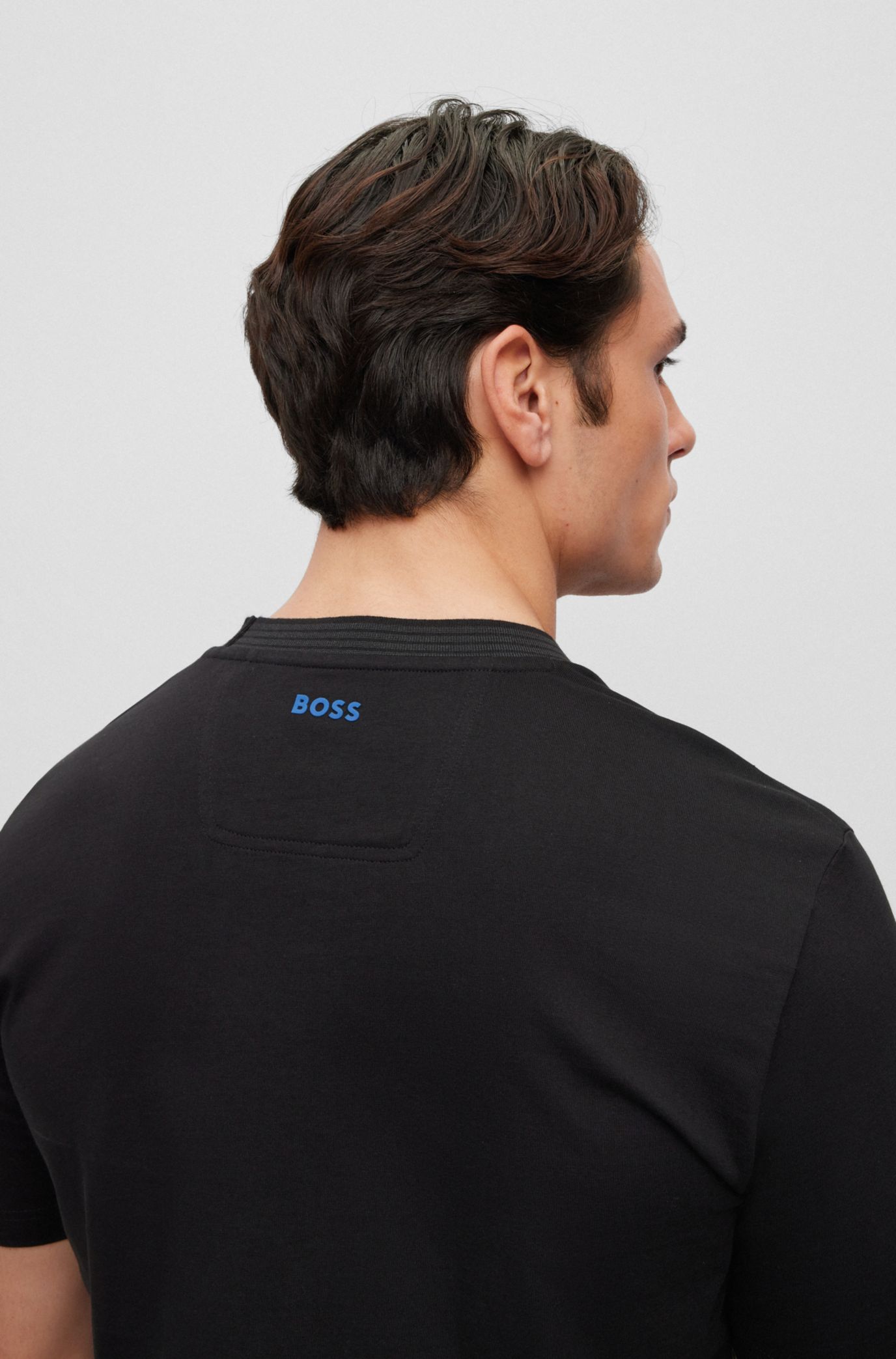 BOSS - Cotton-jersey T-shirt with logo collar